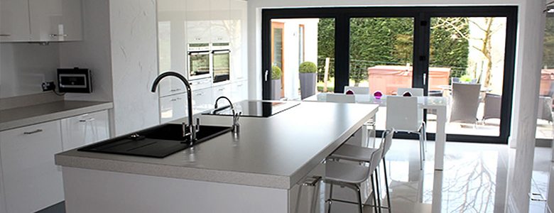 spacious white kitchen