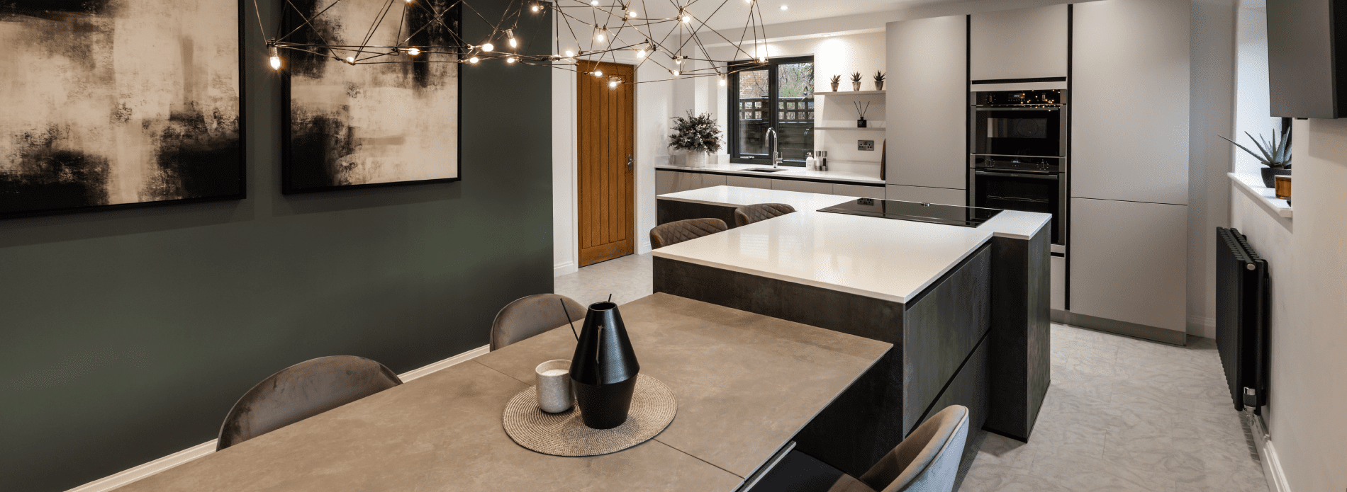 A Sleek, Contemporary Kitchen with a T-shaped Island